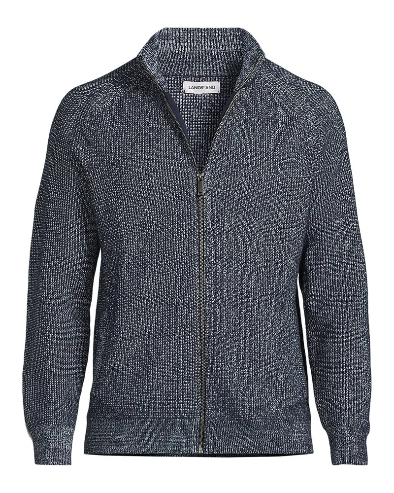 Lands' End Rippstrick DRIFTER Cardigan, Herren, Größe regular, Blau, Baumwolle/Nylon, by Blau