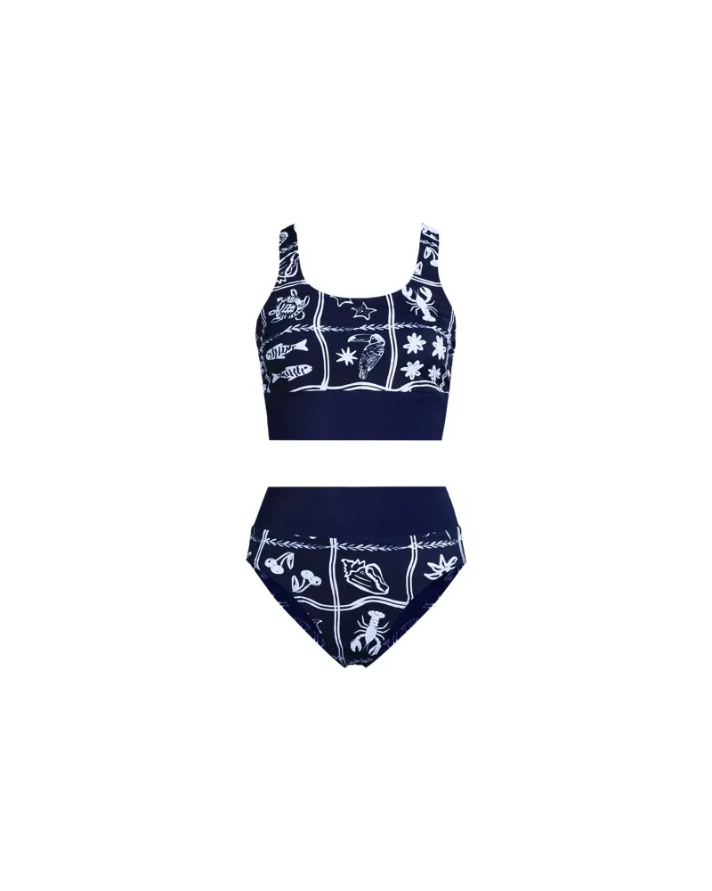 Lands' End Midkini-Set, Damen, Größe regular, Blau, Elasthan/Metall/Nylon-Mischung, by Blau