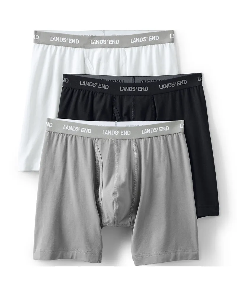 Lands' End Komfort-Boxershorts (3er-Set), Herren, Größe regular, Schwarz, Baumwolle/Elasthan/Baumwolle Modal, by Schwarz
