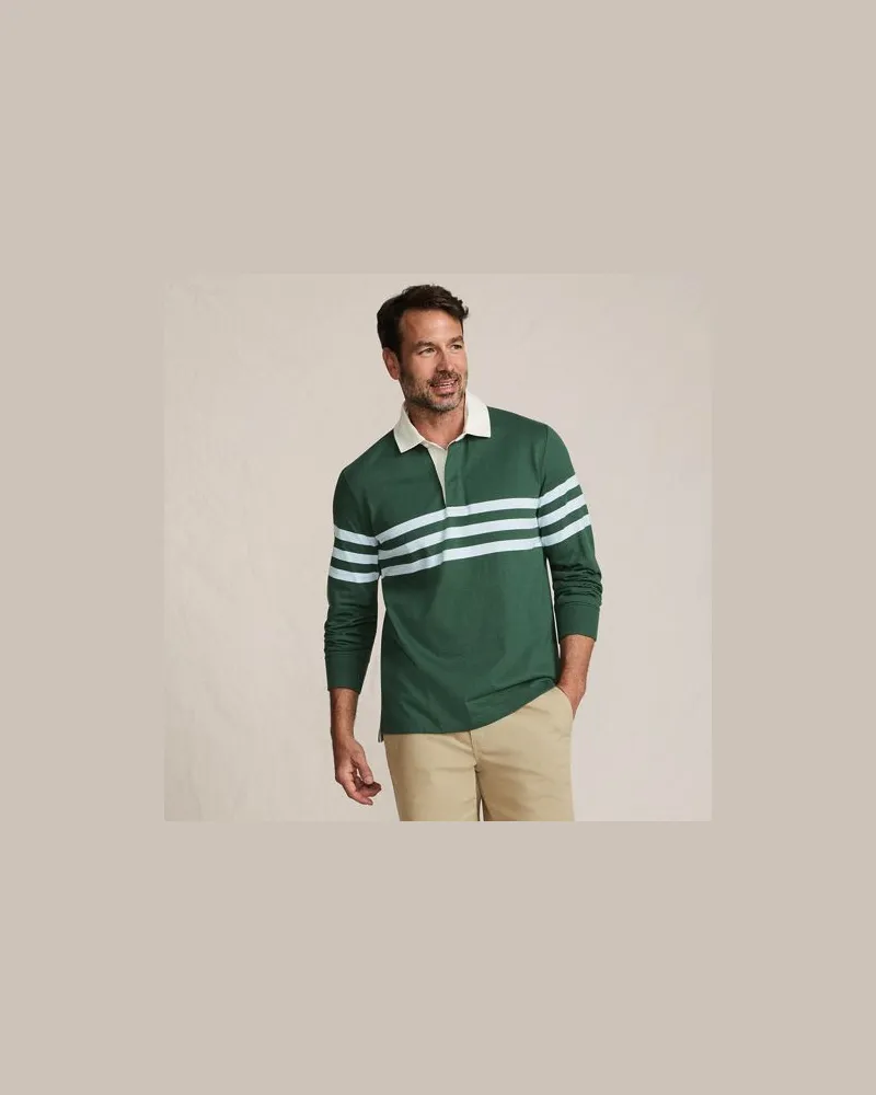 Lands' End Rugbyshirt, Classic Fit, Herren, Größe:48-50 regular, Grün, Baumwolle, by Grün