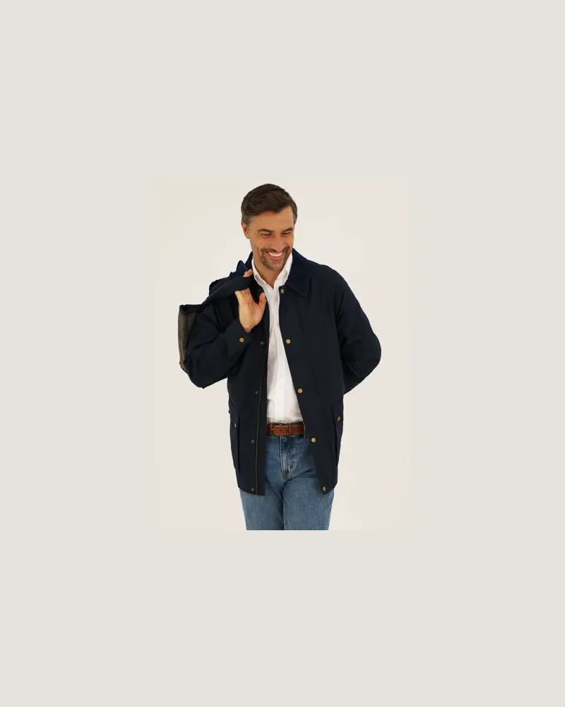 Lands' End Wachsjacke, Herren, Größe:52-54 regular, Blau, Baumwolle/Polyester, by Blau