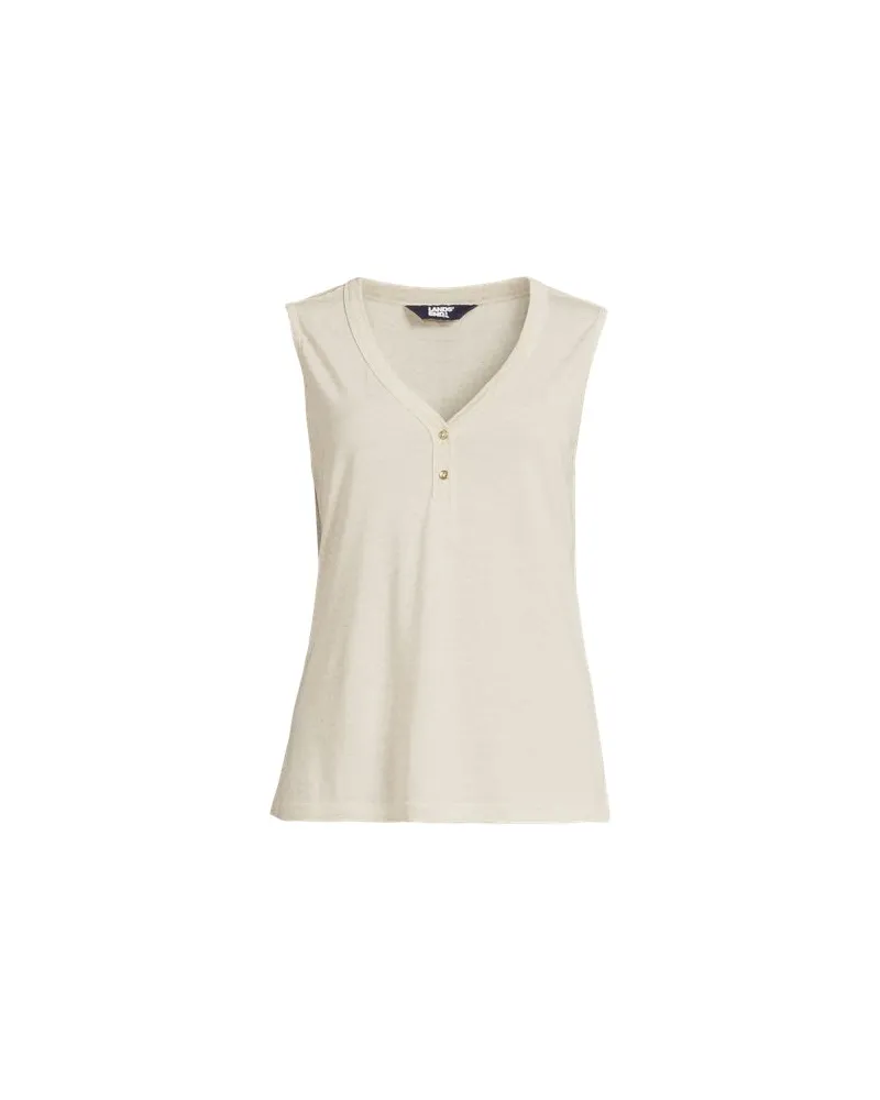 Lands' End Top aus Leinenmix, Damen, Größe plus, Beige, Baumwolle/Leinen/Baumwoll-Mischung, by Beige