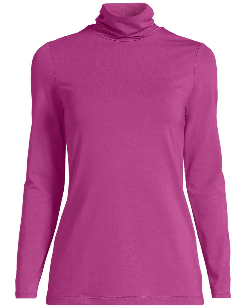 Lands' End Rollkragenshirt aus Baumwoll/Modalmix, Damen, Größe plus, Pink, Baumwolle/Elasthan/Baumwolle Modal, by Pink