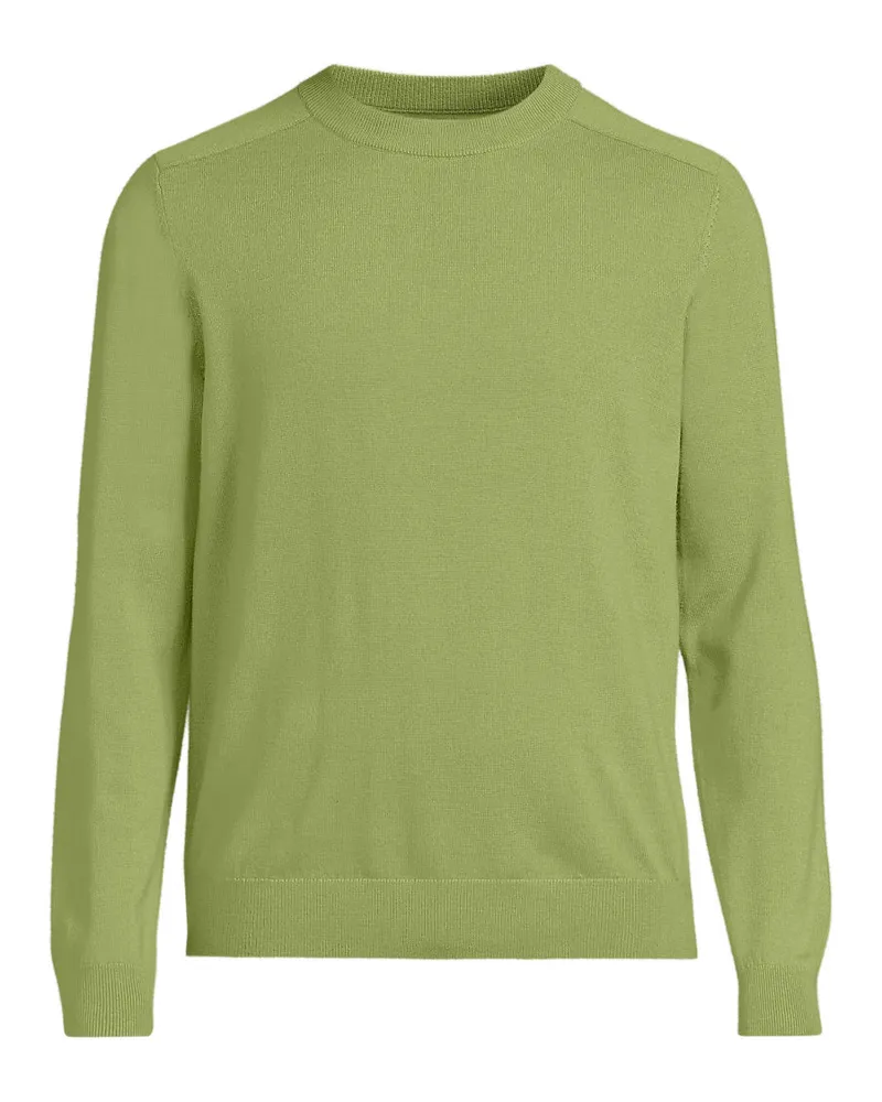 Lands' End Merino-Rundhalspullover, Herren, GrÃ¶ÃŸe regular, GrÃ¼n, Wolle, by Grã¼n