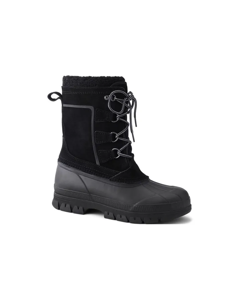 Lands' End Isolierte Expeditions-Schneestiefel, Herren, Größe:44H regular, Schwarz, Polyester/Gummi/Rauleder, by Schwarz