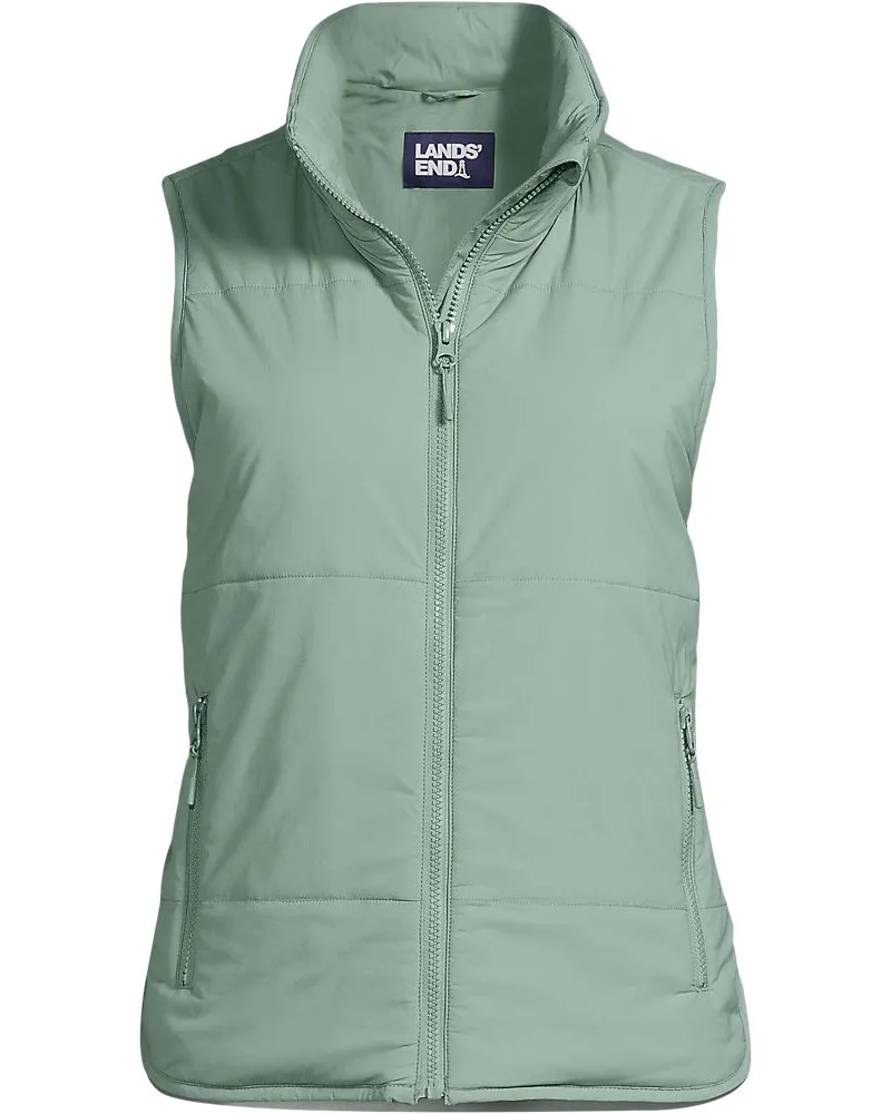 Lands' End Leichte verstaubare Steppweste, Damen, Größe regular, Grün, Nylon-Mischung, by Grün