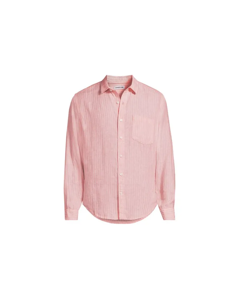 Lands' End Langarm-Hemd aus reinem Leinen, Lang-Größe, Herren, Größe:60 tall, Pink, Leinen, by Pink
