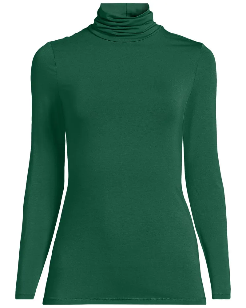 Lands' End Rollkragenshirt aus Baumwoll/Modalmix, Damen, Größe petite, Grün, Baumwolle/Elasthan/Baumwolle Modal, by Grün