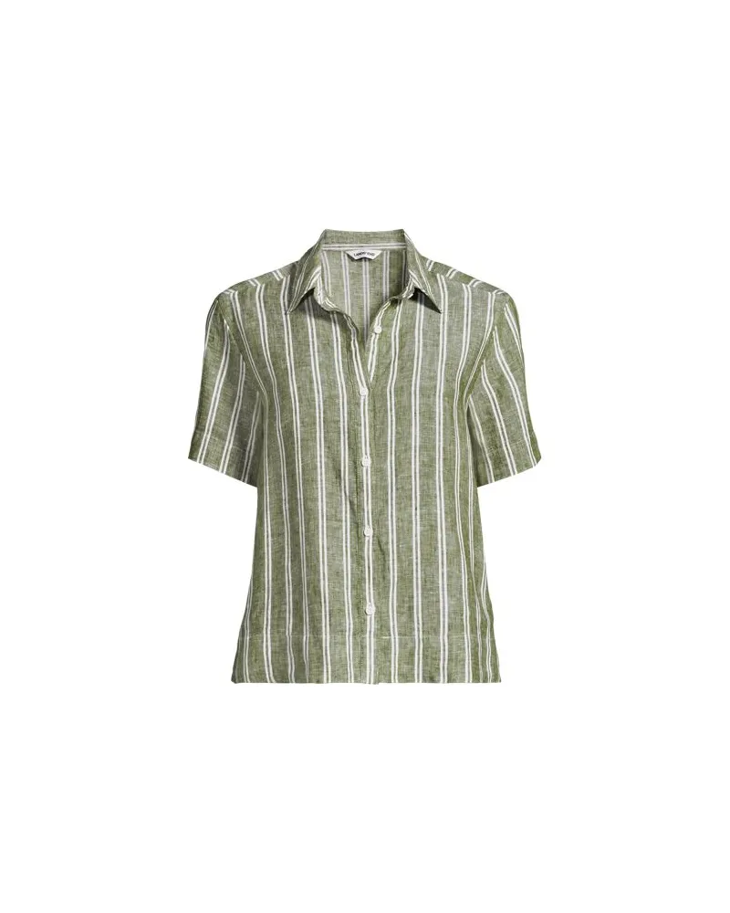 Lands' End Kurzarm-Leinenhemd, Damen, Größe regular, Grün, Leinen, by Grün