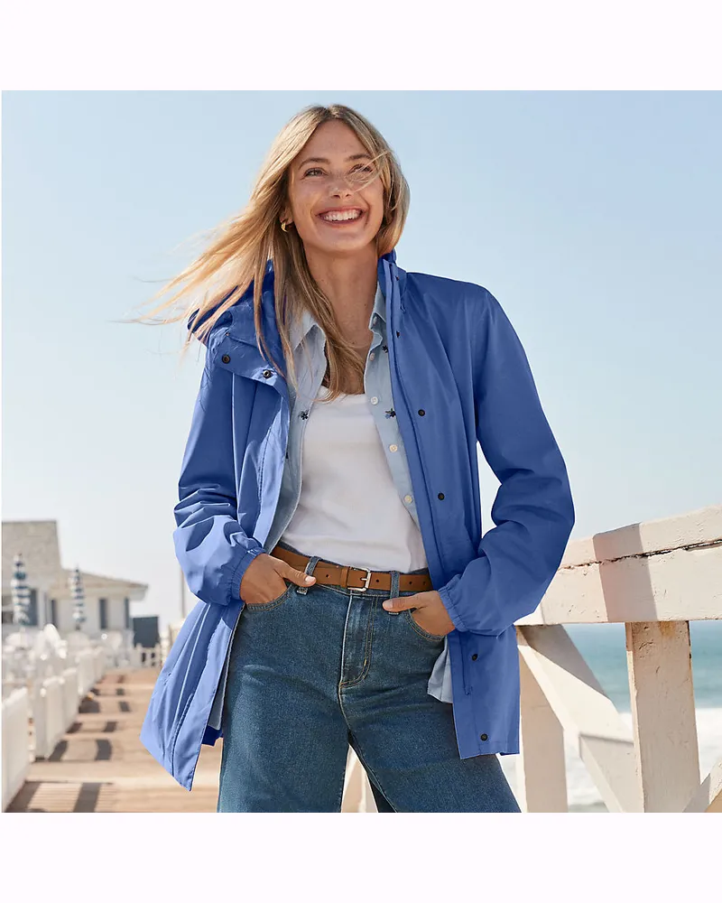 Lands' End Wasserdichte Regenjacke SQUALL mit Packfach, Damen, Größe regular, Blau, Polyester, by Blau