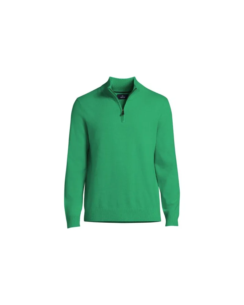 Lands' End Kaschmir-Pullover in Troyerform, Herren, Größe:44-46 regular, Grün, Kaschmir, by Grün