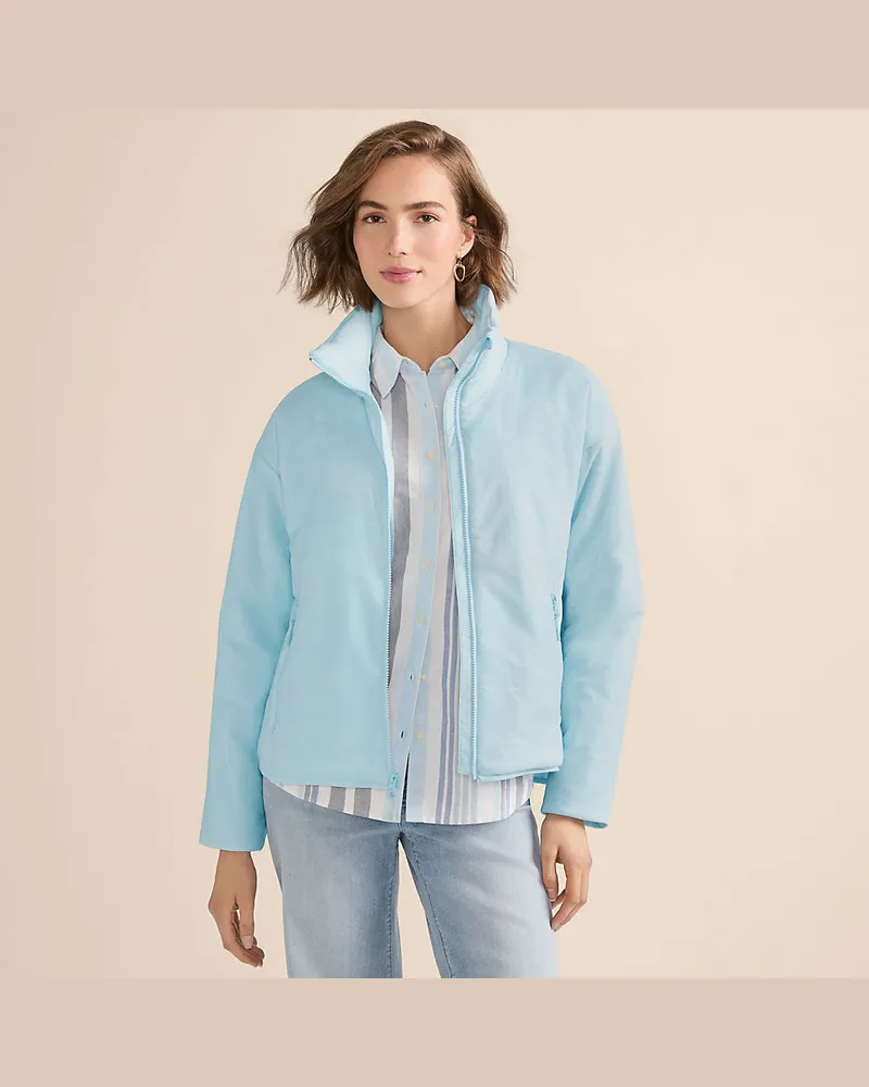 Lands' End Leichte verstaubare Steppjacke, Damen, Größe regular, Blau, Nylon-Mischung, by Blau