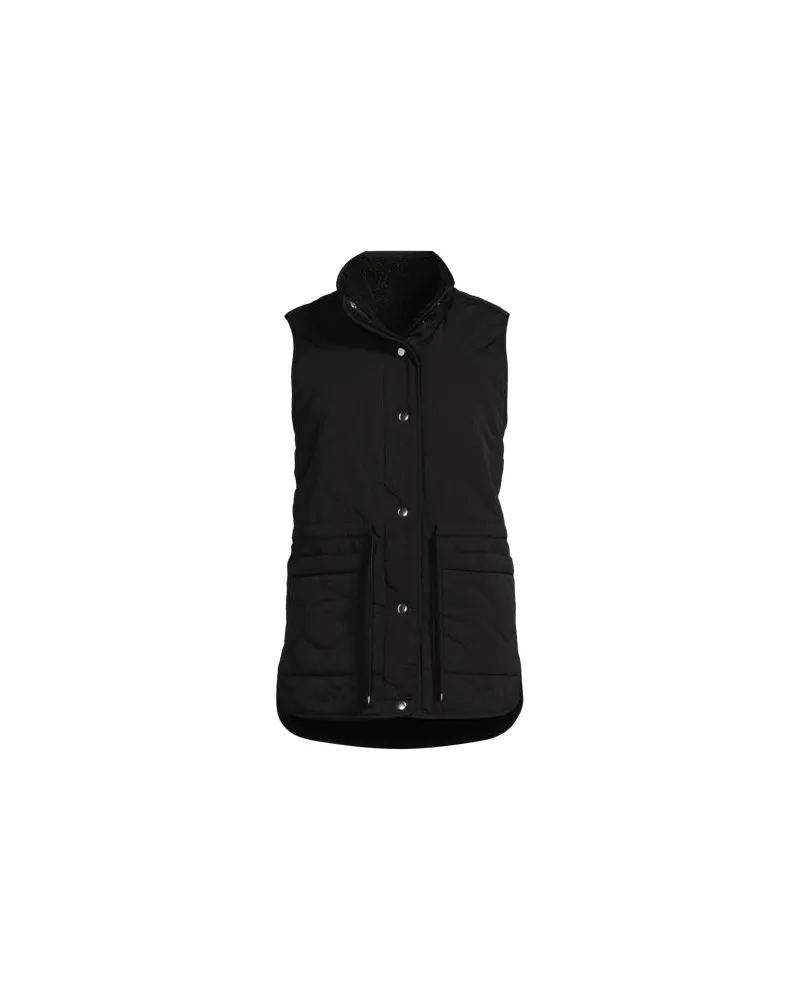 Lands' End Wendbare, gesteppte Sherpa-Fleeceweste, Damen, Größe regular, Schwarz, Polyester/Nylon, by Schwarz