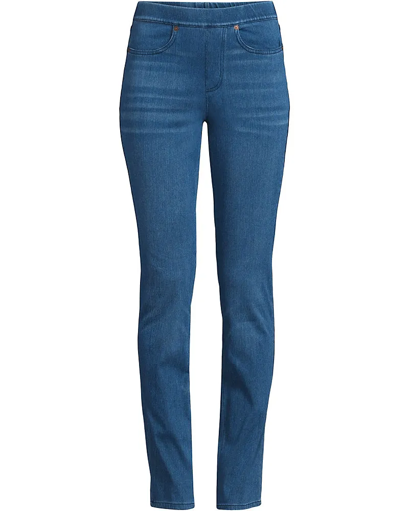 Lands' End High Waist Straight Knit STARFISH Jeans, Damen, Größe plus, Blau, Baumwoll-Mischung/Polyester-Mischung, by Blau
