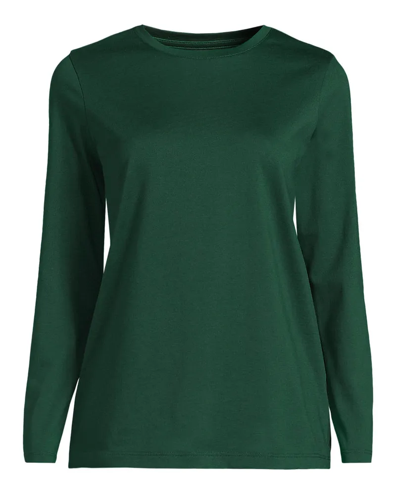 Lands' End Supima-Shirt, Langarm, Damen, Größe petite, Grün, Baumwolle, by Grün