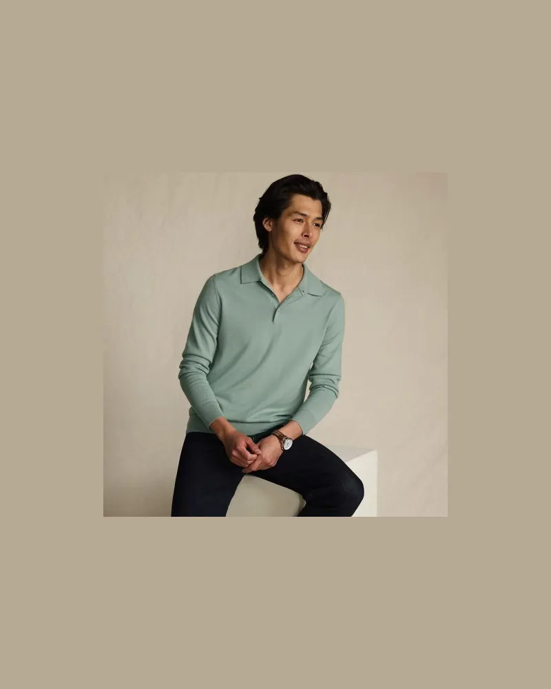 Lands' End Merino-Polopullover, Herren, Größe:48-50 regular, Grün, Wolle, by Grün