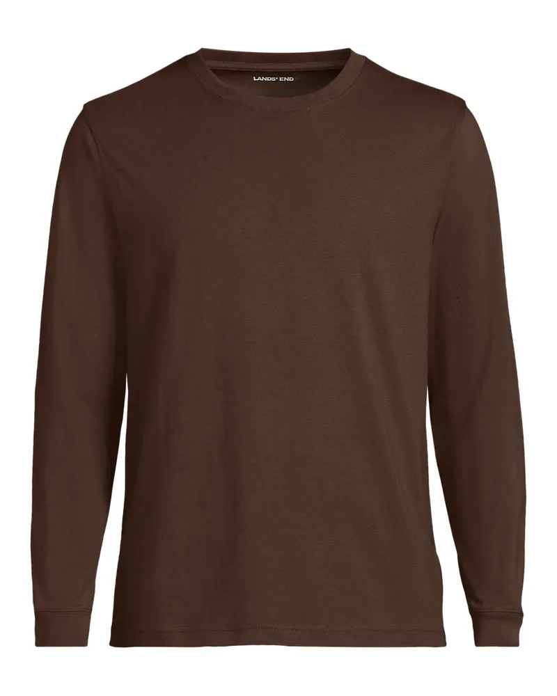 Lands' End Super-T Langarm-Shirt, Classic Fit, Herren, Größe regular, Braun, Baumwolle, by Braun