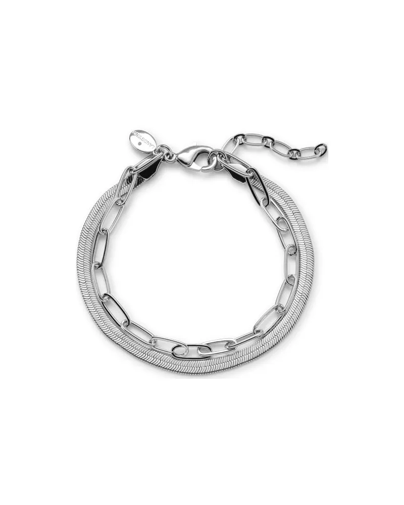 Lands' End Wasserfestes Doppelkettenarmband, Damen, Größe:null regular, Grau, by Grau