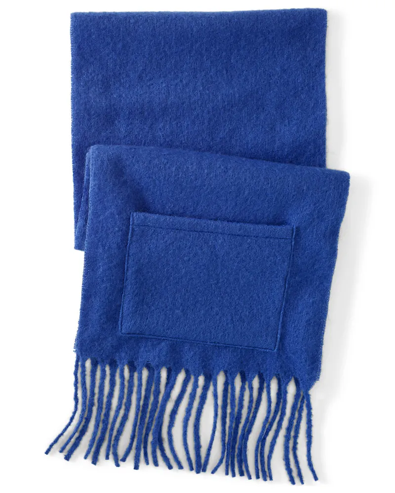 Lands' End Langer flauschiger Schal mit Fransen, Damen, Größe:null regular, Blau, Polyester, by Blau