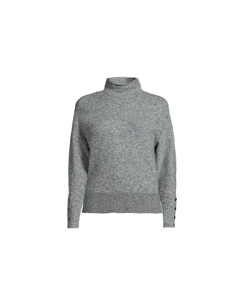 Lands' End Softer Stehkragenpullover mit Ärmelknöpfen, Damen, Größe regular, Grau, Polyacryl/Woll-Mischung/Nylon-Mischung, by Grau