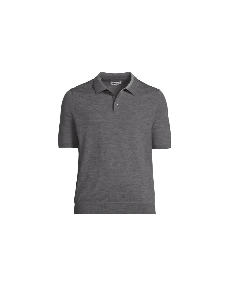 Lands' End Kurzärmeliger Merino-Polopullover, Herren, Größe:52-54 regular, Grau, by Grau