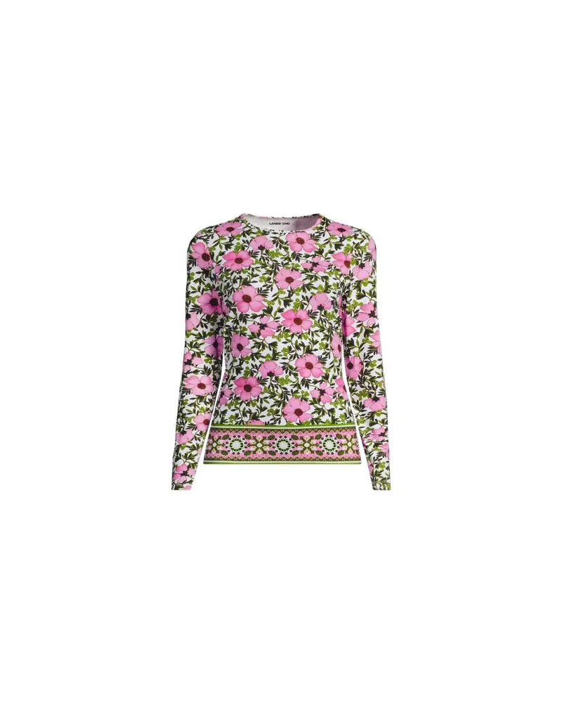 Lands' End Schnelltrocknendes UPF 50 Sonnenschutz-Badeshirt, Damen, Größe regular, Pink, Nylon-Mischung, by Pink
