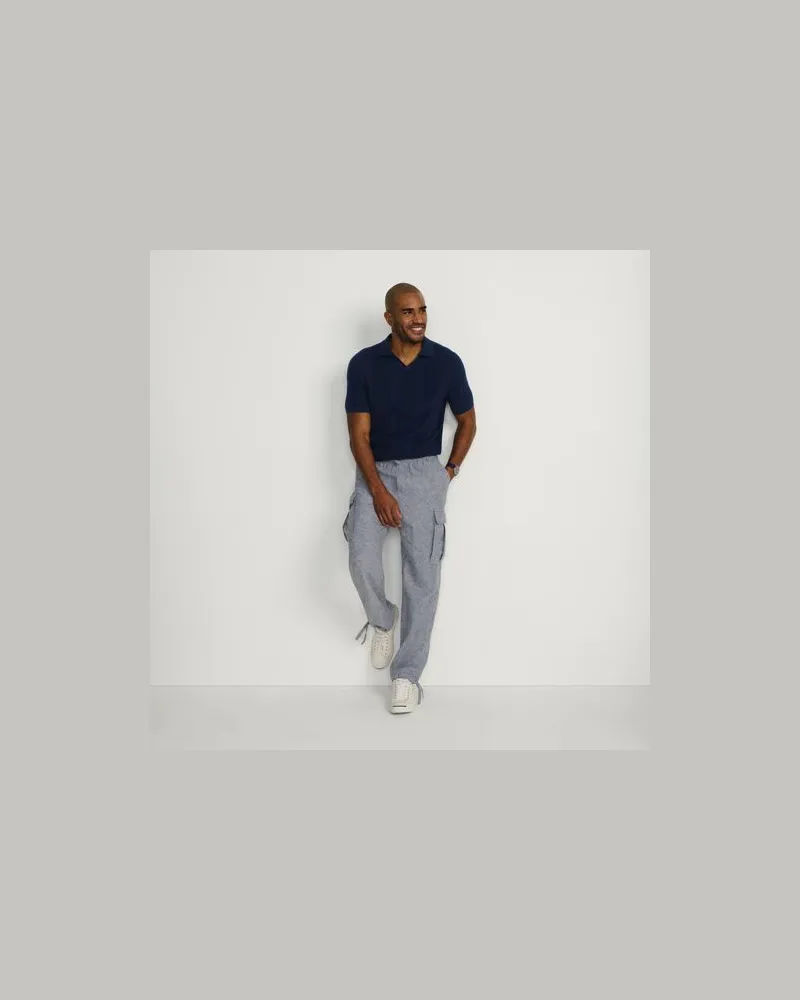 Lands' End Feinstrick-Shirt mit Polokragen, Herren, Größe:56-58 regular, Blau, Baumwolle, by Blau