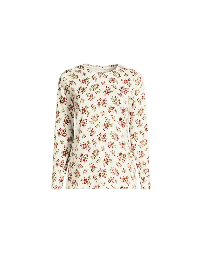 Lands' End Supima-Shirt, Langarm, Damen, Größe plus, Weiß, Baumwolle, by Weiß