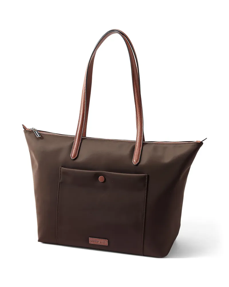 Lands' End Wasserabweisende, verstaubare Shoppertasche, Damen, Größe:null regular, Braun, Nylon/Leder, by Braun
