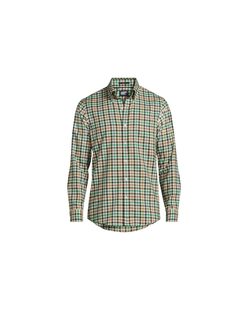 Lands' End CLASSIC FIT. Bügelfreies Twillhemd, Herren, Größe:44-46 regular, Grün, Baumwolle, by Grün