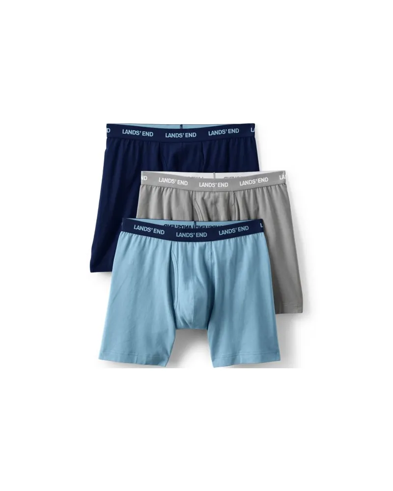 Lands' End Komfort-Boxershorts (3er-Set), Herren, Größe:48-50 regular, Blau, Baumwolle/Elasthan/Baumwolle Modal, by Blau
