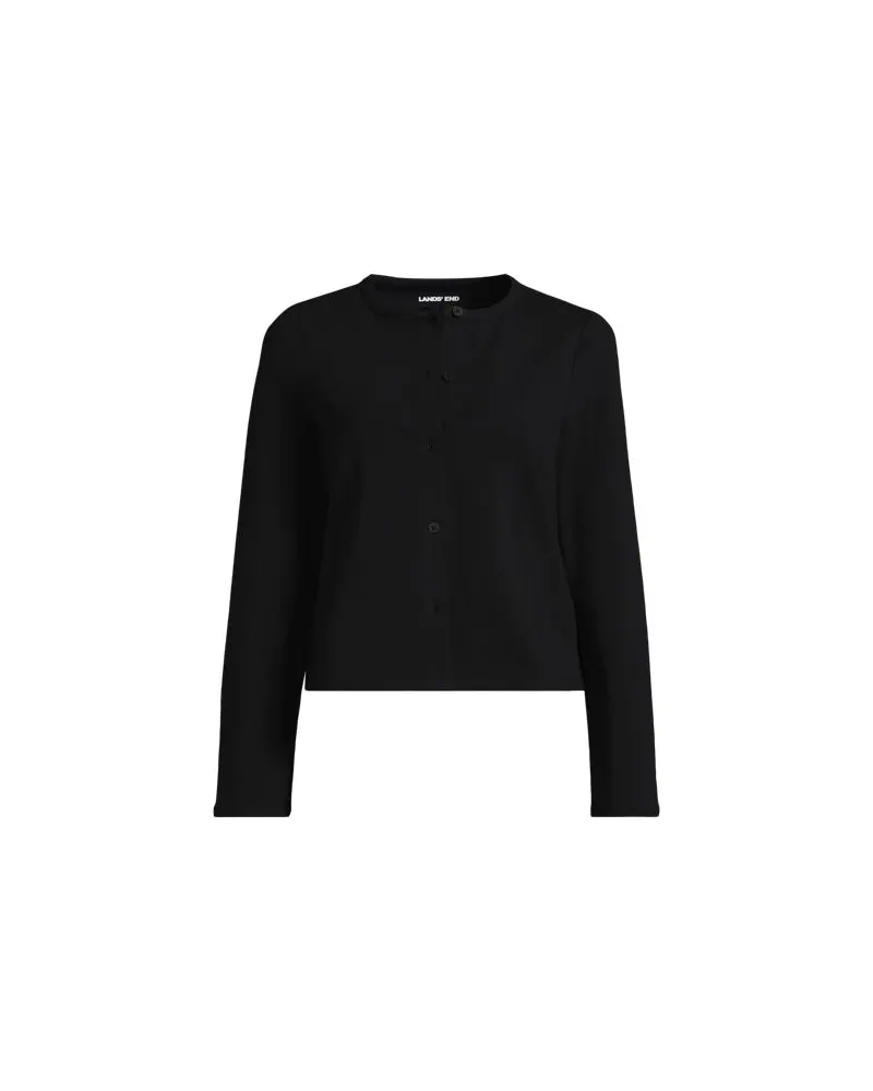 Lands' End Kurzer Starfish-Cardigan, Damen, Größe regular, Schwarz, Baumwoll-Mischung, by Schwarz
