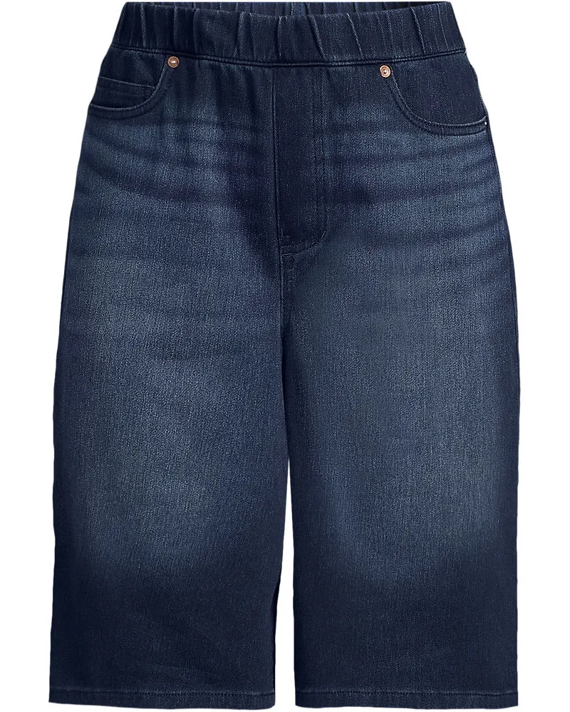 Lands' End Starfish Knit Denim Bermuda-Shorts 30 cm, Damen, Größe regular, Blau, Baumwoll-Mischung/Polyester-Mischung, by Blau