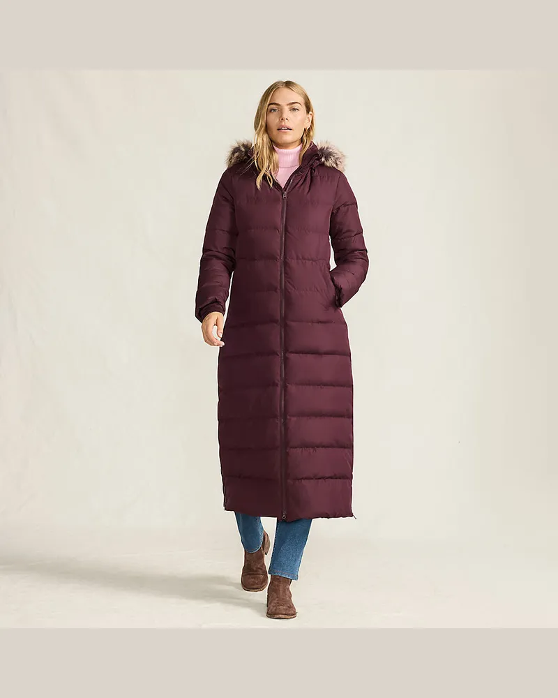 Lands' End Maxi-Daunenmantel mit Kapuze, Damen, Größe petite, Rot, Polyester, by Rot