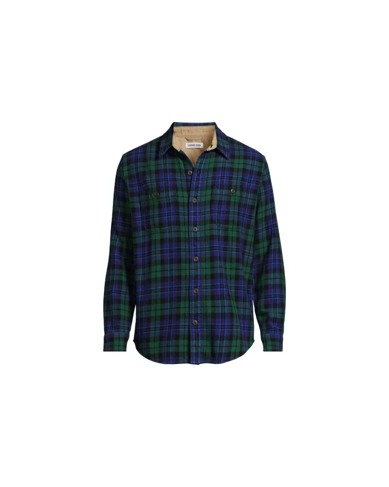 Lands' End Winter-Flanellhemd, Herren, Größe regular, Blau, Baumwolle, by Blau