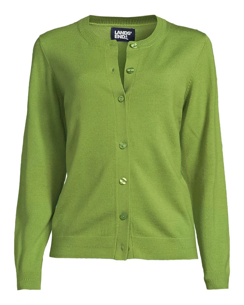 Lands' End Merino-Cardigan, Damen, Größe petite, Grün, Wolle, by Grün