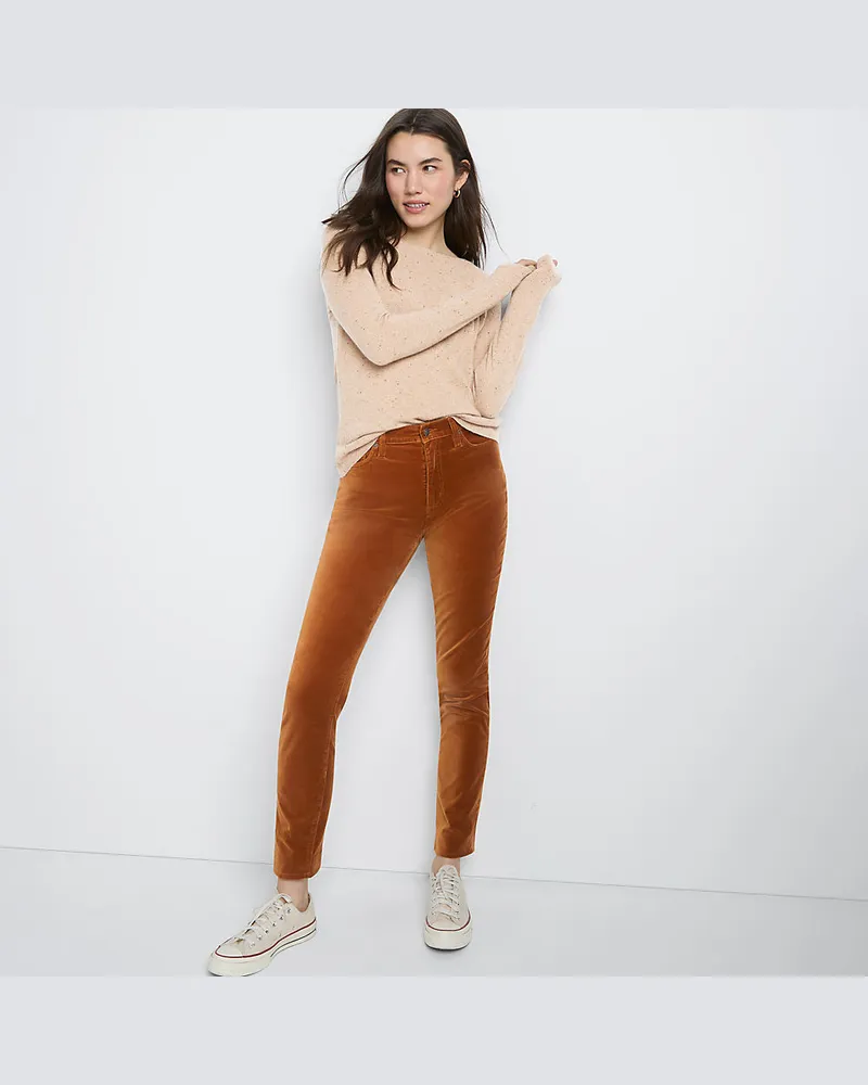 Lands' End Slim Fit Samthose High Waist, Damen, Größe regular, Braun, Baumwoll-Mischung, by Braun