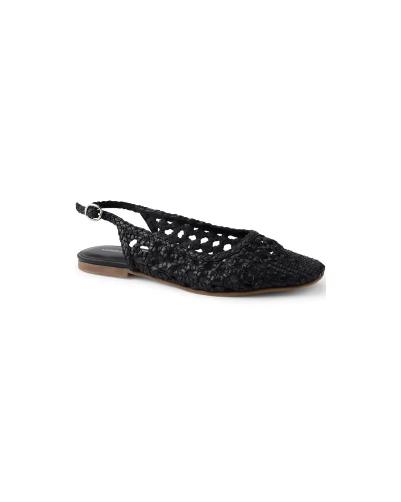 Lands' End Slingback-Sandalen, Damen, Größe regular, Schwarz, Leder, by Schwarz
