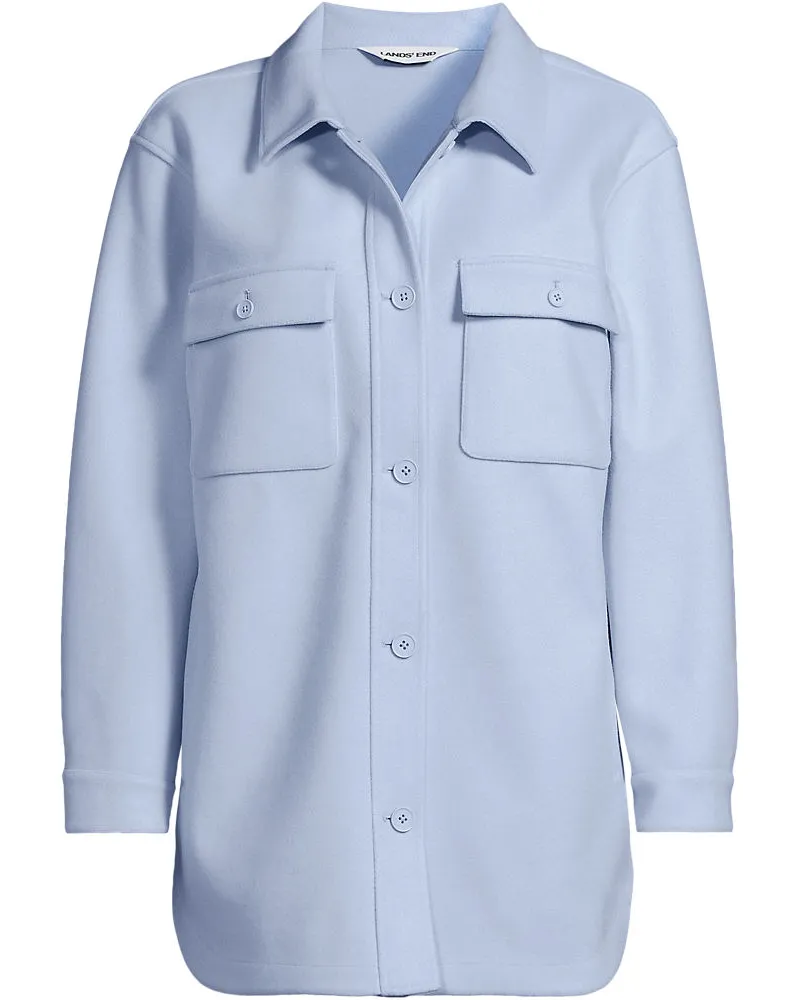 Lands' End Soft Fleece Hemdjacke, Damen, Größe plus, Blau, Polyester, by Blau