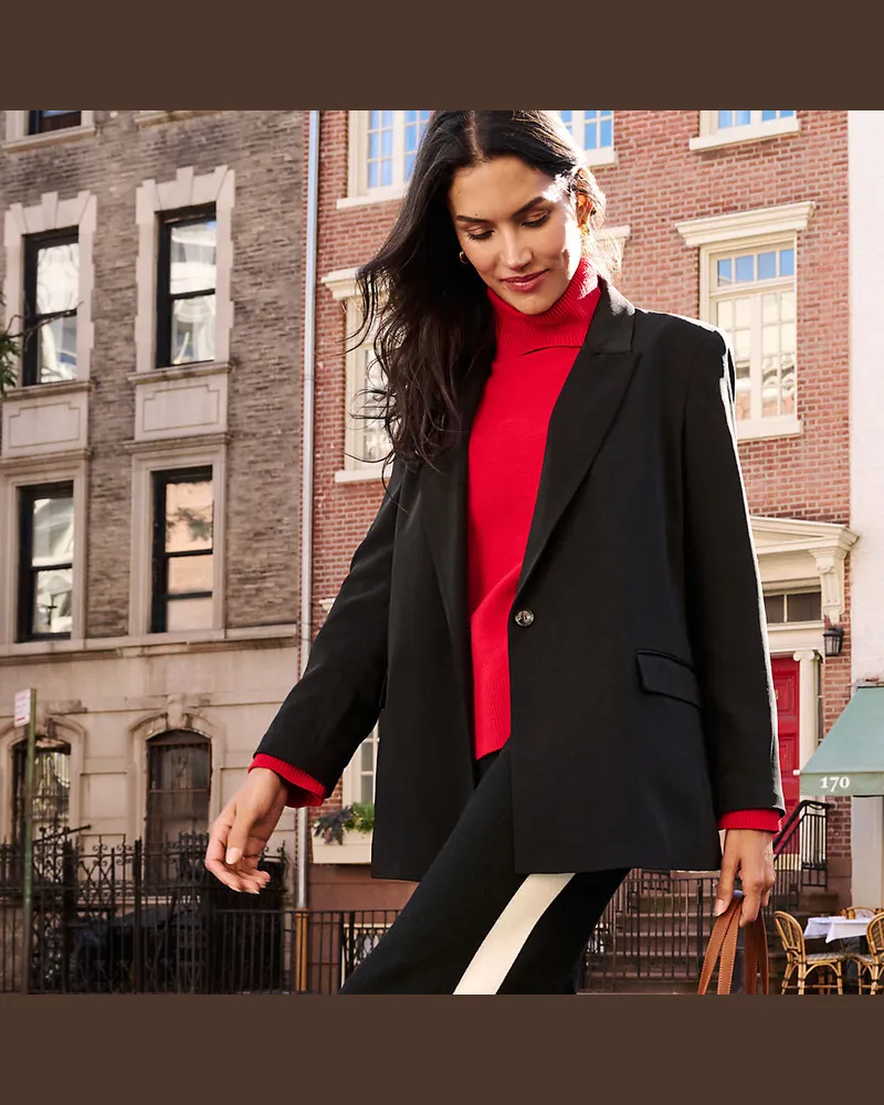 Lands' End Blazer, Damen, Größe regular, Schwarz, Polyester, by Schwarz