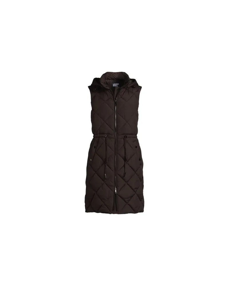 Lands' End Lange Steppweste mit geraffter Taille, Damen, Größe:44-46 regular, Braun, Polyester, by Braun