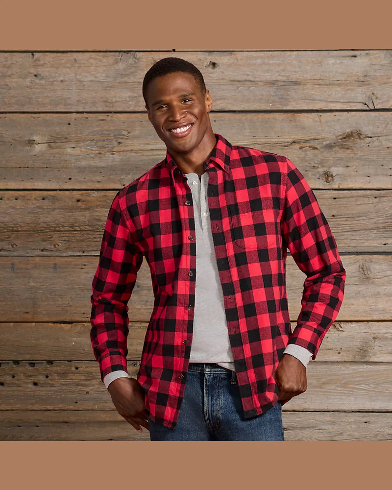 Lands' End Flanellhemd Flagship Classic Fit, Herren, Größe regular, Rot, Baumwolle, by Rot