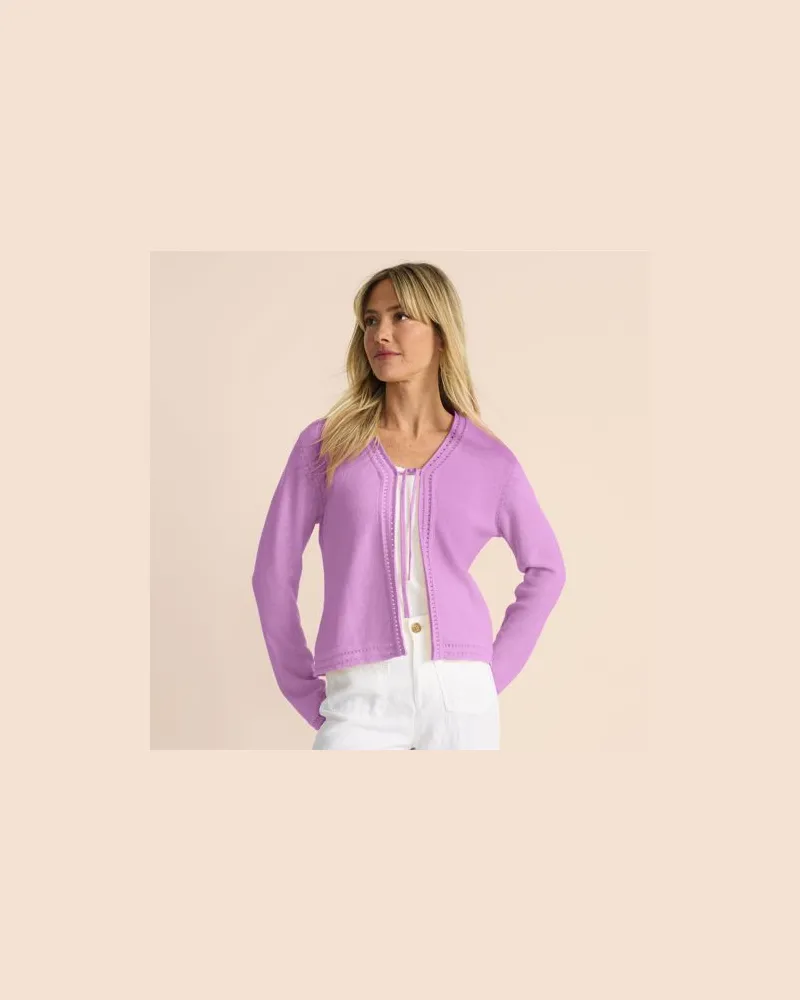 Lands' End Cardigan aus Leinenmix zum Binden, Damen, Größe:40-42 regular, Lila, Baumwolle/Leinen, by Lila