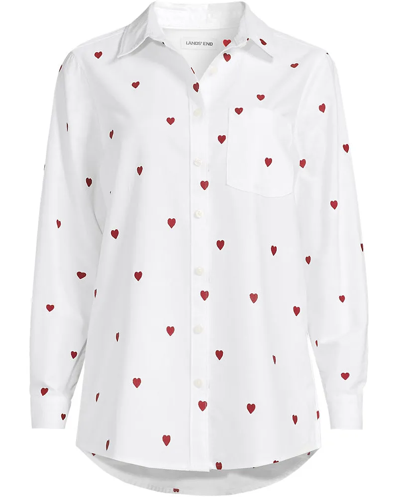 Lands' End Langarm Oxford-Hemdbluse, Damen, Größe regular, Weiß, Baumwolle, by Weiß
