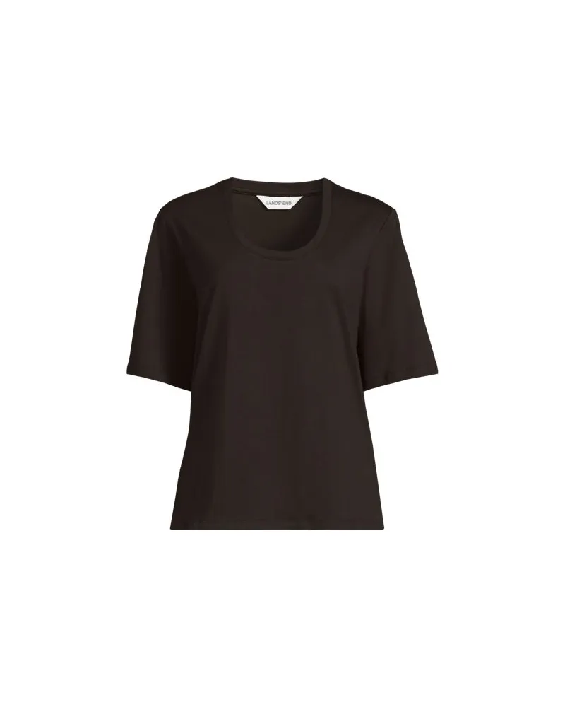 Lands' End Supima®-Rundhalsshirt, Damen, Größe petite, Braun, Baumwolle, by Braun