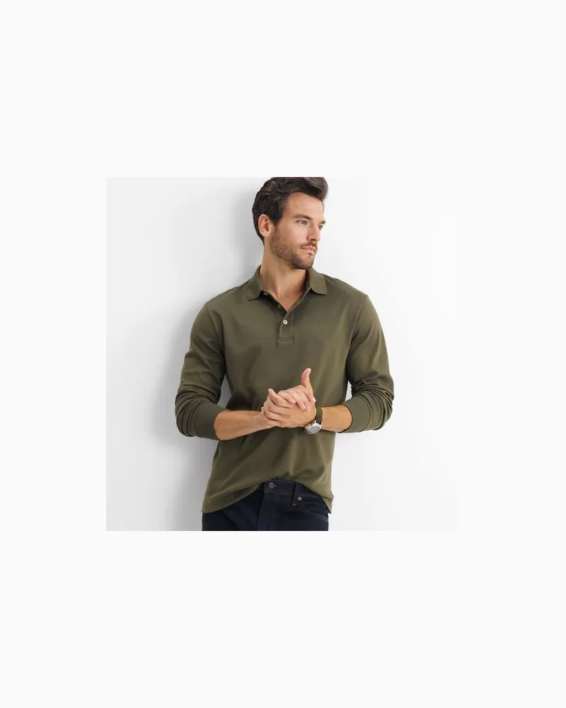 Lands' End Supima Langarm-Polo, Classic Fit, Herren, Größe:60 regular, Grün, Baumwolle, by Grün