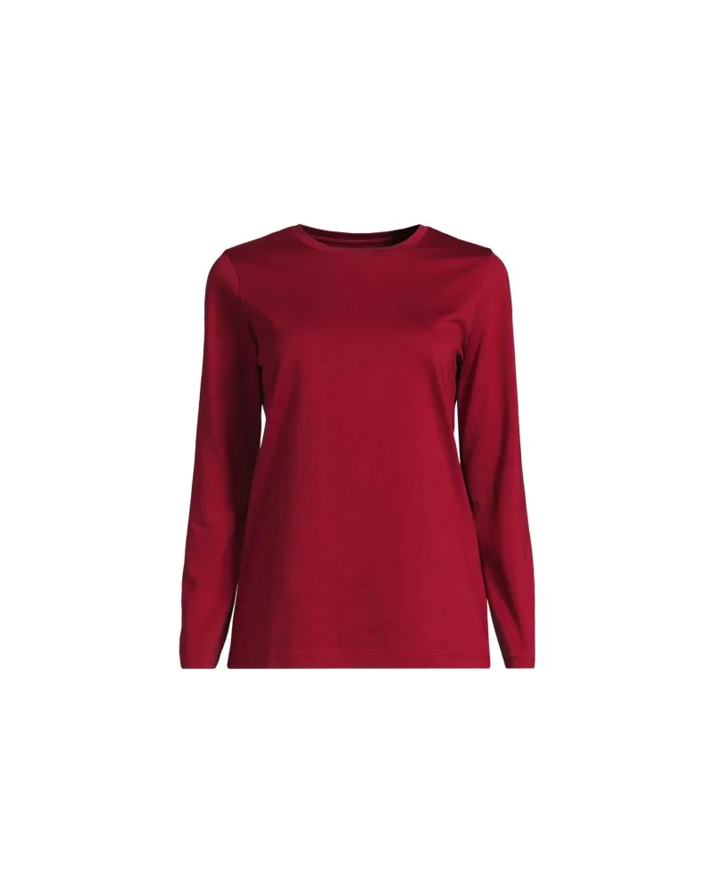 Lands' End Supima-Shirt, Langarm, Damen, Größe plus, Rot, Baumwolle, by Rot