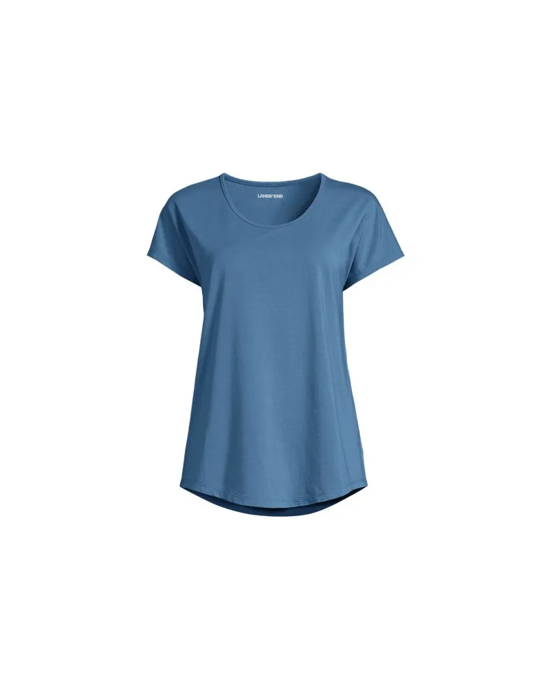 Lands' End Shirt aus Baumwolle/Modal-Mix mit Ballett-Ausschnitt, Damen, Größe plus, Blau, Baumwolle Modal, by Blau