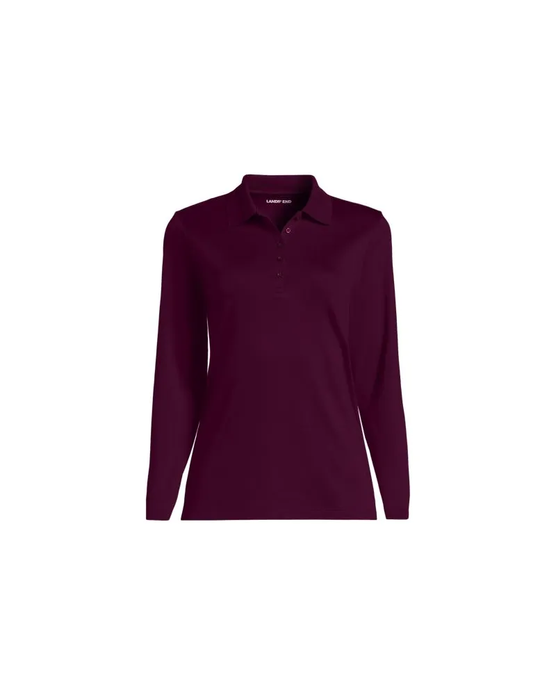 Lands' End Supima-Poloshirt mit langen Ärmeln, Damen, Größe petite, Lila, Baumwolle, by Lila