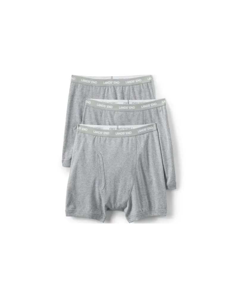 Lands' End Baumwoll-Boxershorts (3er-Set), Herren, Größe:60 regular, Grau, Baumwolle, by Grau